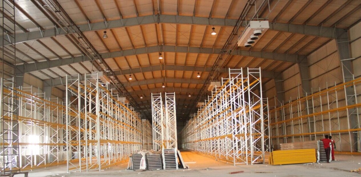 Interior of a rack-supported cold storage chamber built by Cold Care Services
